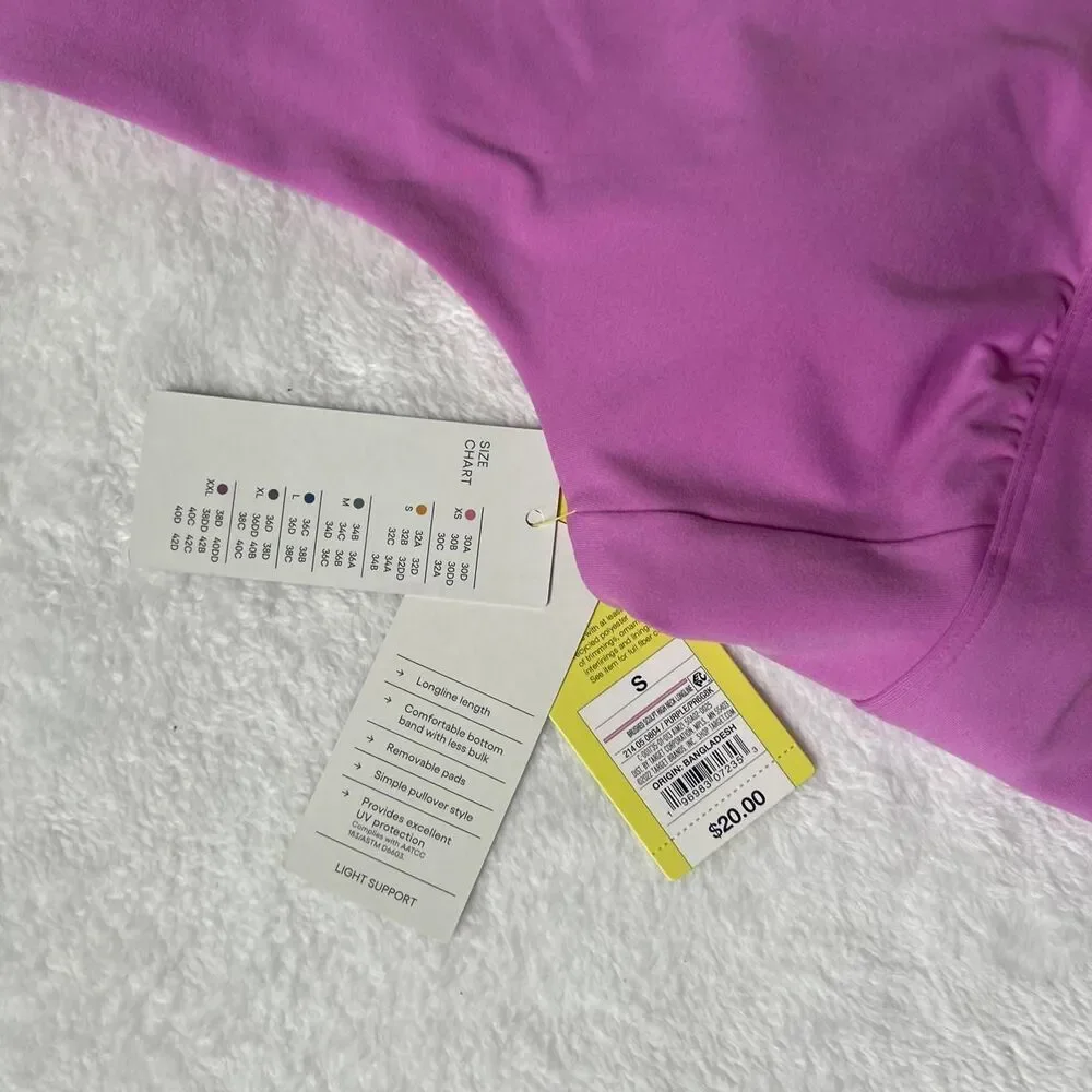 All in motion Purple Brushed sculpt high neck longline light support sports bra